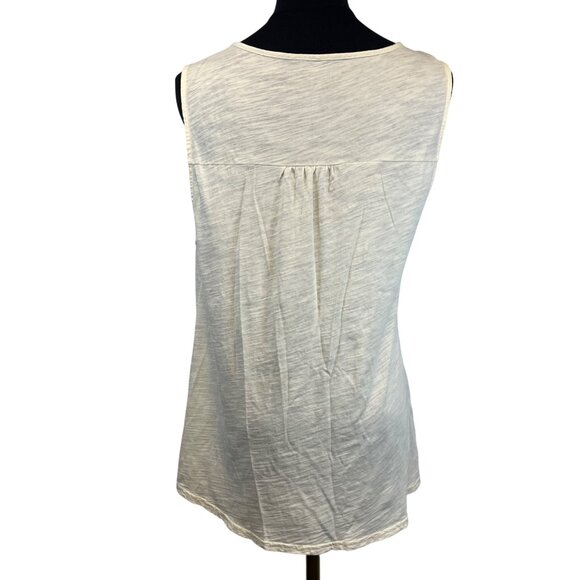 Garnet Hill Sleeveless Ivory Tunic Top Size M Cotton Lace Detail, Cottage Boho - Picture 5 of 9